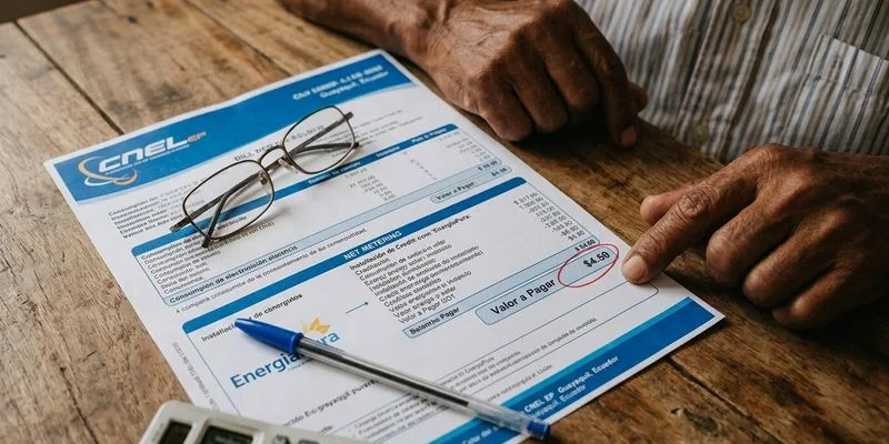 Factura eléctrica mostrando créditos de net metering por energía solar inyectada